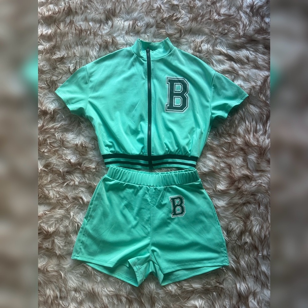 Mint Green Athletic Set with Letter B